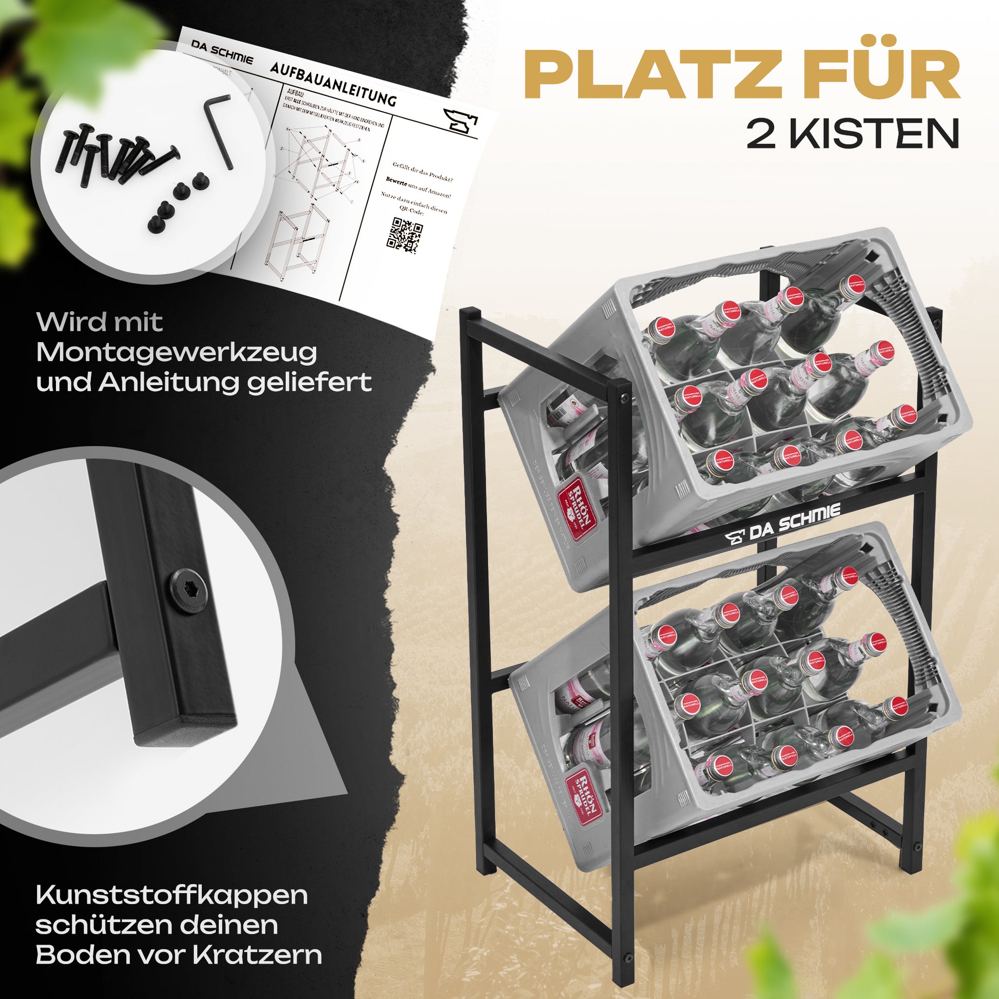 Getränkekistenregal für 2 Kästen