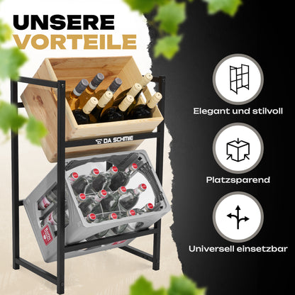 Flaschen und Weinregal