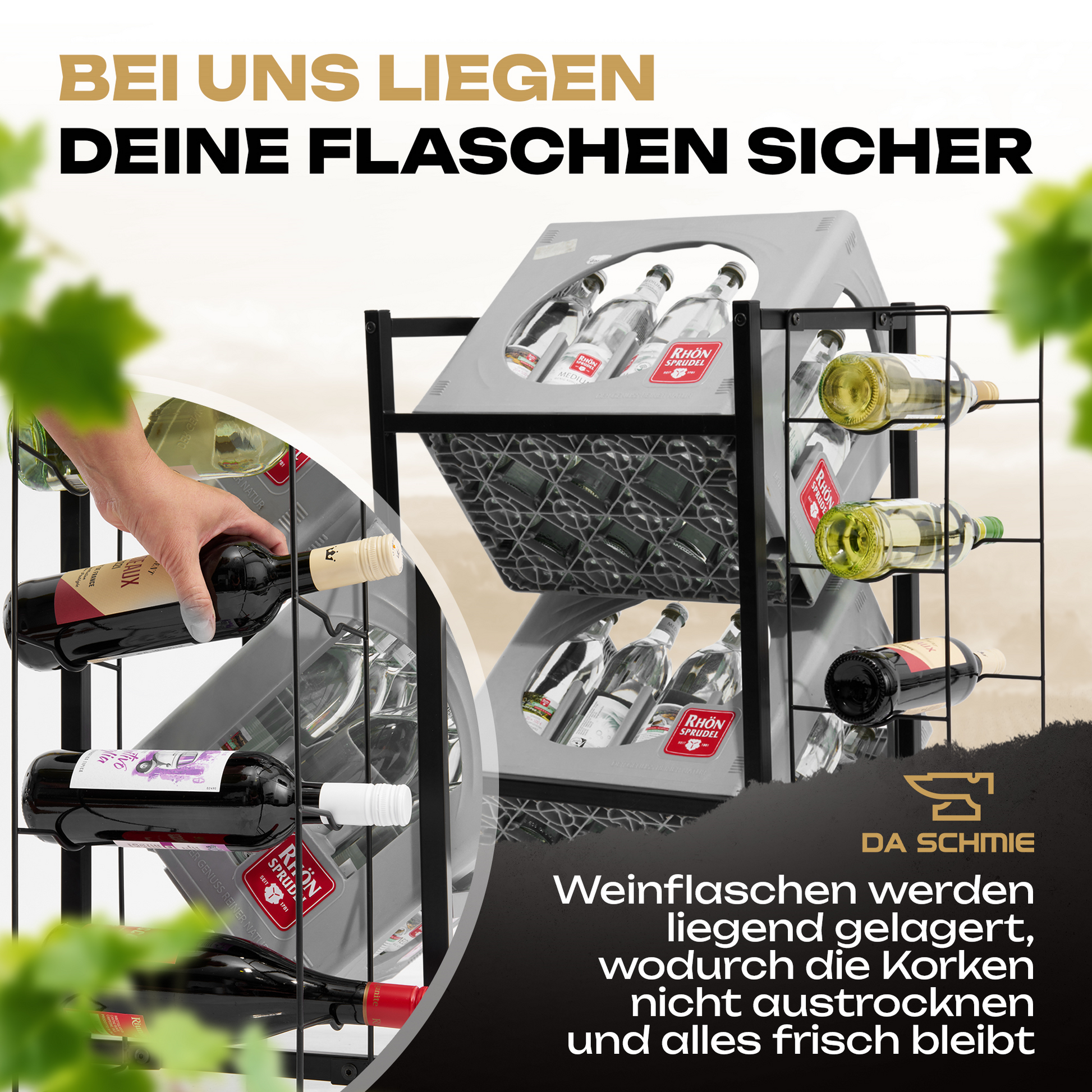 kompaktes flaschenkastenregal
