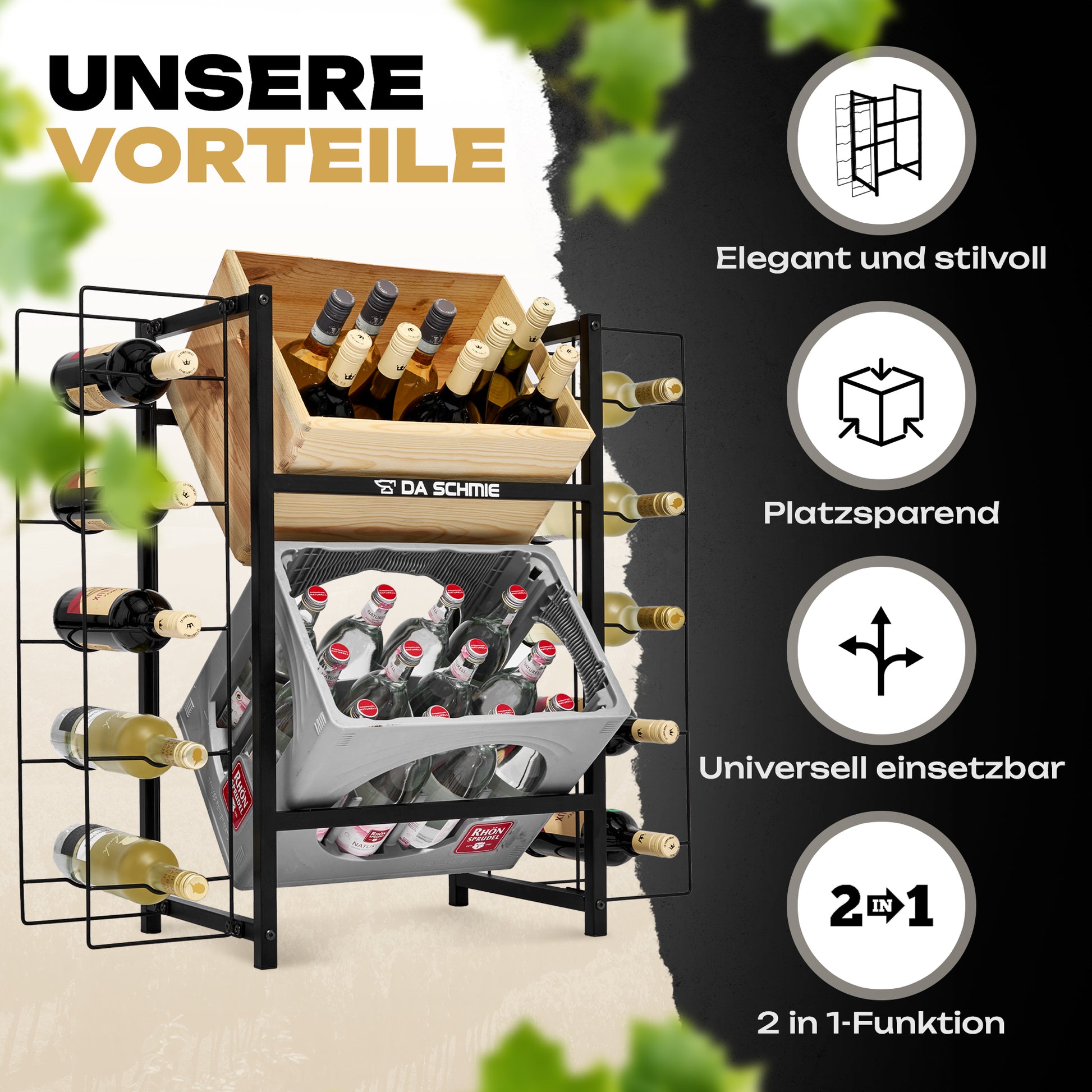 getränkeregal mit ablage
