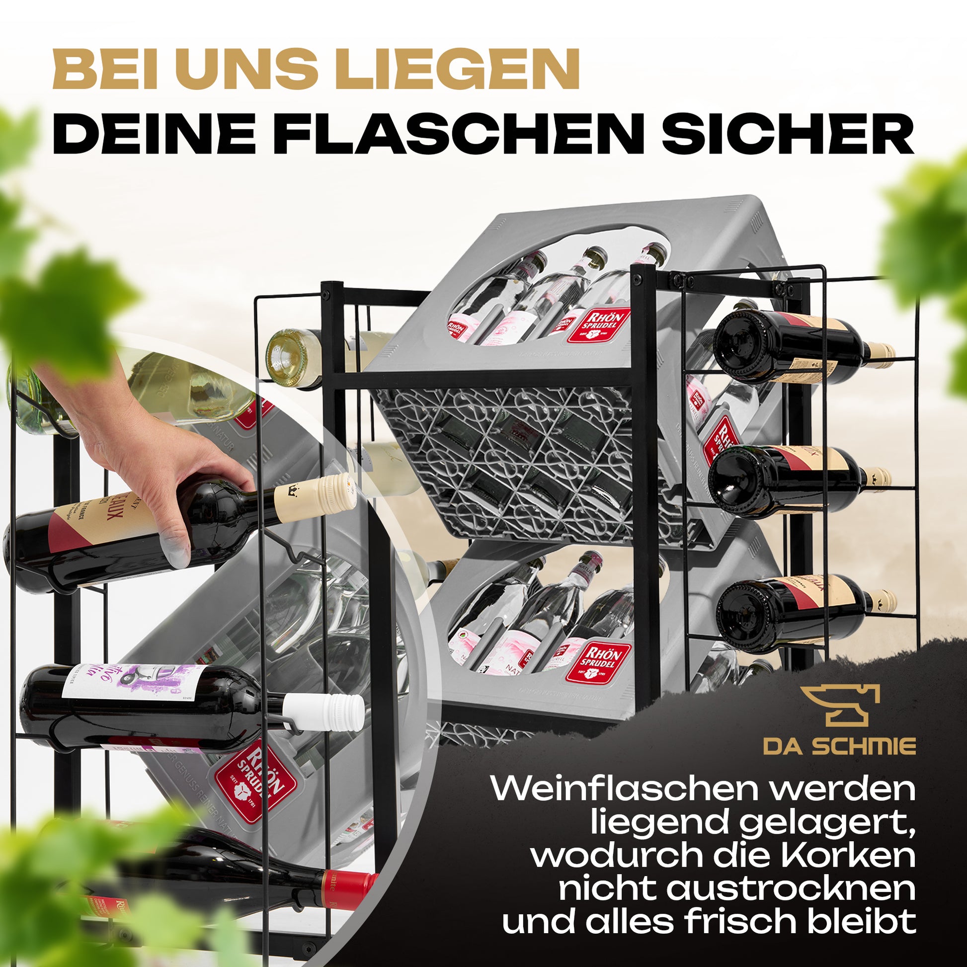 getränkekistenregal mit weinregal
